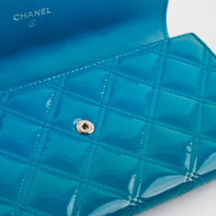 Chanel Long Patent Blue Wallet