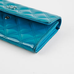 Chanel Long Patent Blue Wallet