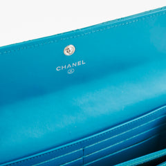 Chanel Long Patent Blue Wallet