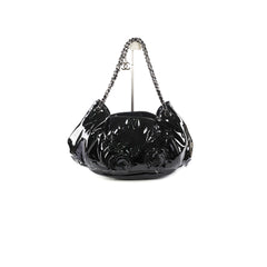 Chanel Camelia Patent Leather Tote Bag Black