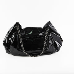 Chanel Camelia Patent Leather Tote Bag Black