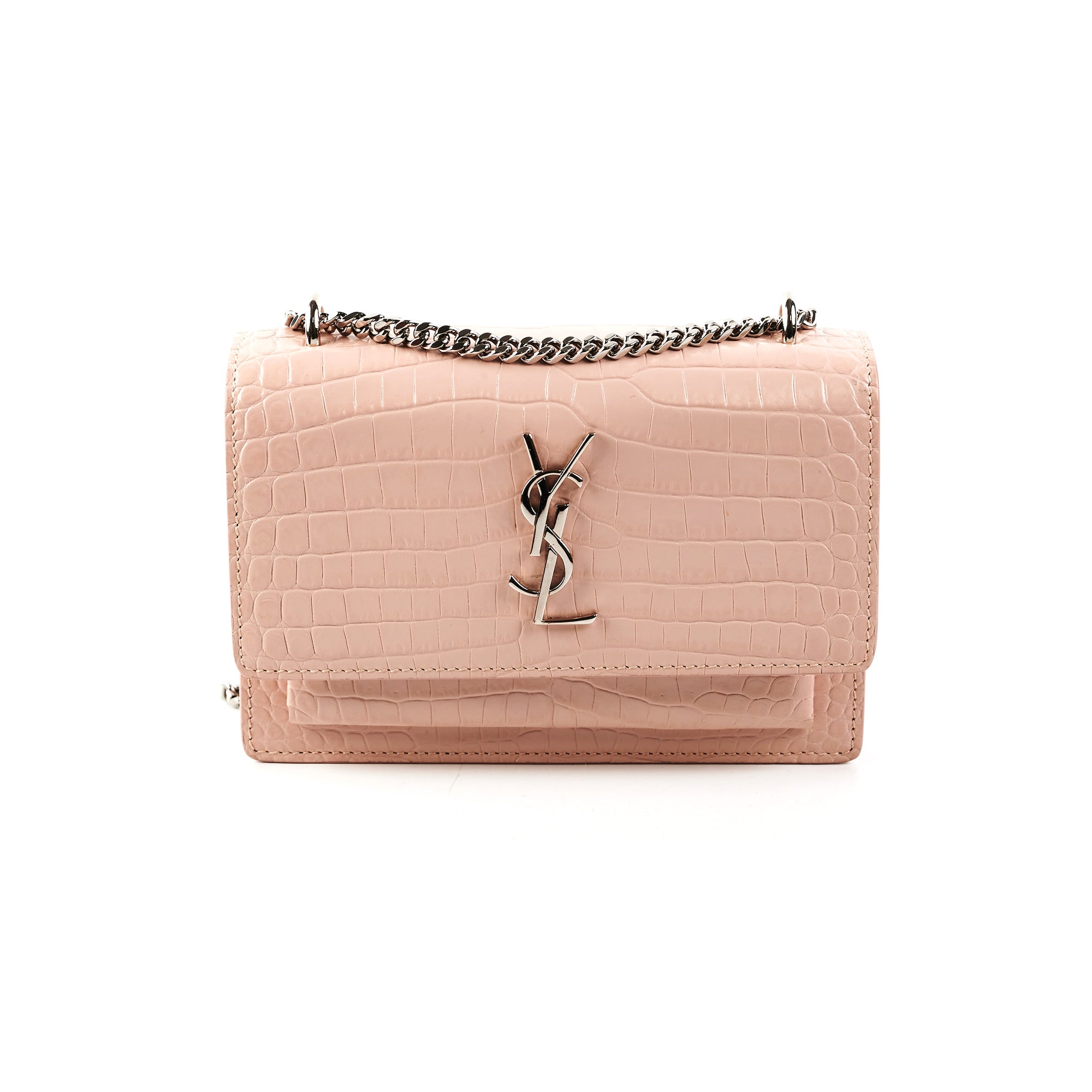 Saint Laurent Sunset Mini Croc Pink - The Purse Affair