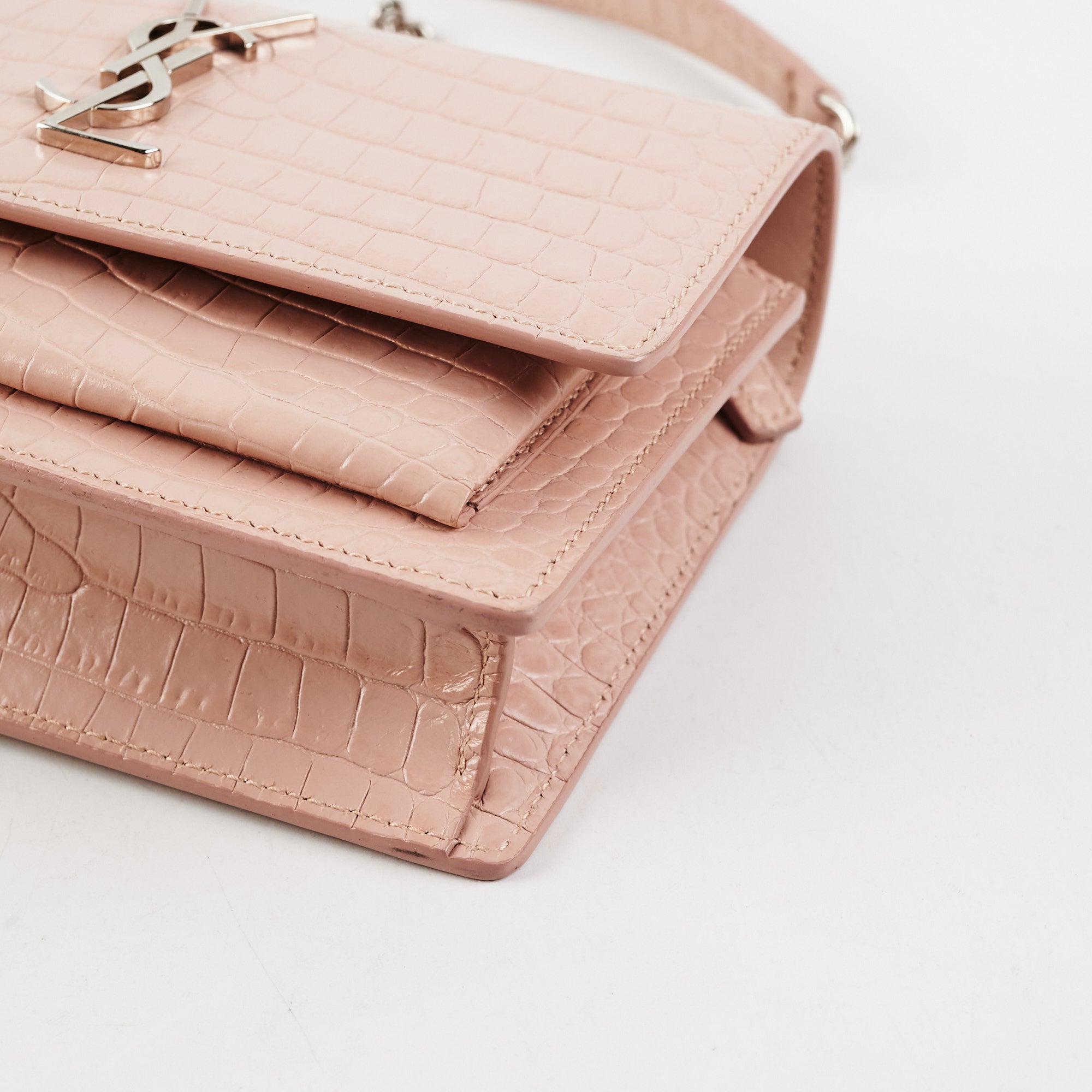 Saint Laurent Sunset Mini Croc Pink - The Purse Affair