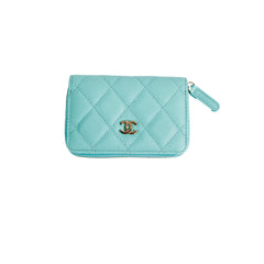 Chanel 19C Caviar Zippy Cardholder Tiffany Blue
