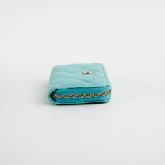 Chanel 19C Caviar Zippy Cardholder Tiffany Blue