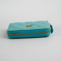 Chanel 19C Caviar Zippy Cardholder Tiffany Blue