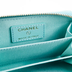 Chanel 19C Caviar Zippy Cardholder Tiffany Blue