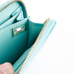 Chanel 19C Caviar Zippy Cardholder Tiffany Blue
