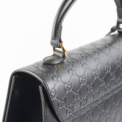 Gucci Padlock Top Handle Bag Guccissima Medium Black