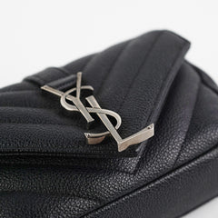 Saint Laurent Baby Chain Chevron Black Crossbody Bag