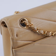 Chanel Vintage Beige Lambskin Shoulder Bag