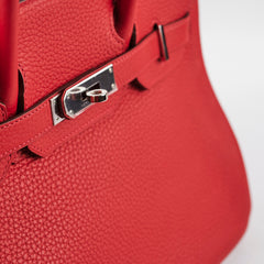 Hermes Birkin 30 Red Clemence- Q Square Stamp