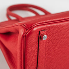 Hermes Birkin 30 Red Clemence- Q Square Stamp