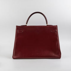Hermes Vintage Kelly 35 Burgundy Box Leather