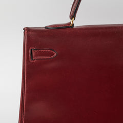 Hermes Vintage Kelly 35 Burgundy Box Leather