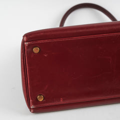 Hermes Vintage Kelly 35 Burgundy Box Leather