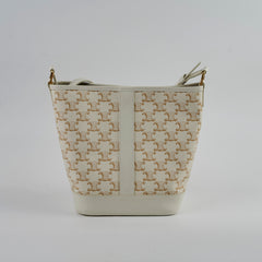 Celine Small Bucket Triomphe White Bag