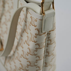 Celine Small Bucket Triomphe White Bag