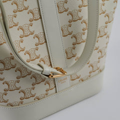 Celine Small Bucket Triomphe White Bag