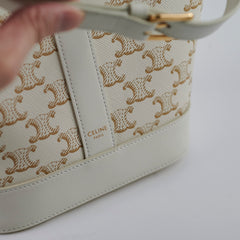 Celine Small Bucket Triomphe White Bag