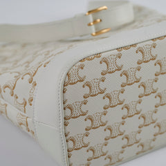 Celine Small Bucket Triomphe White Bag