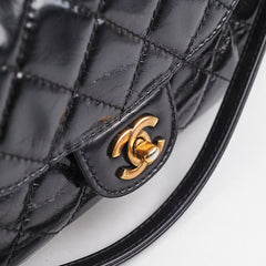 Chanel Black Shiny Calfskin Shoulder Tote Bag - Series 20