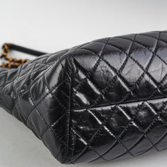 Chanel Black Shiny Calfskin Shoulder Tote Bag - Series 20