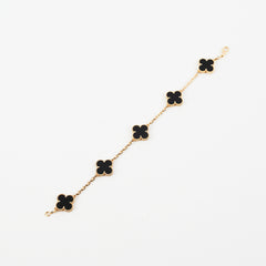 HOLD Van Cleef & Arpels VCA Vintage Alhambra 5 Motifs Bracelet Onyx
