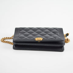 Chanel Boy Caviar Black Wallet On Chain