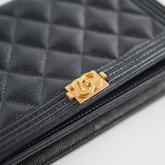 Chanel Boy Caviar Black Wallet On Chain