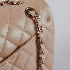 HOLD -Chanel Medium/Large Double Classic Flap Iridescent Beige