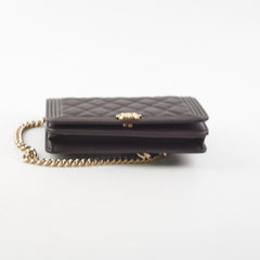 Chanel Wallet On Chain (WOC) Boy Caviar Dark Brown