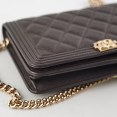 Chanel Wallet On Chain (WOC) Boy Caviar Dark Brown