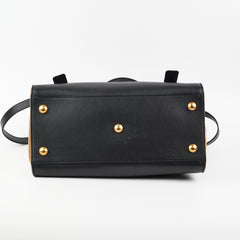 Saint Laurent Muse Calfskin Black and Beige Shoulder Bag