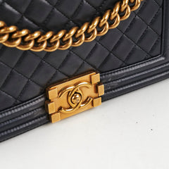 Chanel Old Medium Boy Navy Blue