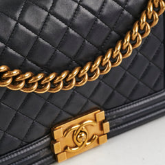 Chanel Old Medium Boy Navy Blue