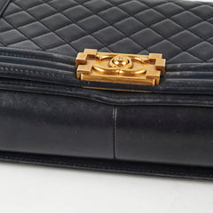 Chanel Old Medium Boy Navy Blue