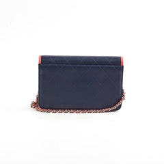 Chanel Lambskin Wallet On Chain WOC Color Pop Blue/Pink