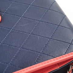 Chanel Lambskin Wallet On Chain WOC Color Pop Blue/Pink