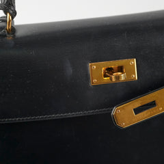 Hermes Vintage Kelly 28 Box Black Stamp G Square (2003)