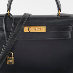 Hermes Vintage Kelly 28 Box Black Stamp G Square (2003)