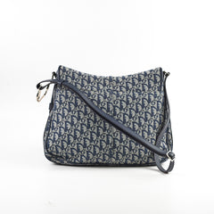 Christian Dior Canvas Vintage Navy Oblique Flap Side Carry 2004
