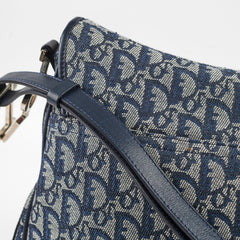 Christian Dior Canvas Vintage Navy Oblique Flap Side Carry 2004