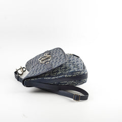Christian Dior Canvas Vintage Navy Oblique Flap Side Carry 2004
