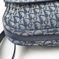 Christian Dior Canvas Vintage Navy Oblique Flap Side Carry 2004