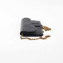Dior Long Saddle Black Wallet On Chain WOC Crossbody Bag