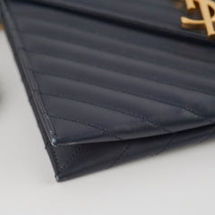 Saint Laurent Clutch with Detachable Chain Navy