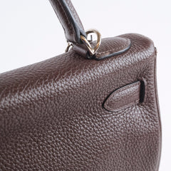 Hermès Kelly 32 Clemence Brown PHW- N Square Stamp