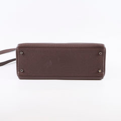 Hermès Kelly 32 Clemence Brown PHW- N Square Stamp