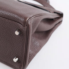 Hermès Kelly 32 Clemence Brown PHW- N Square Stamp